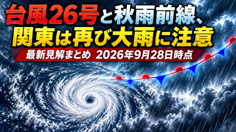 台風26号と秋雨前線、関東は再び大雨に注意｜最新見解まとめ【2026年9月28日時点】