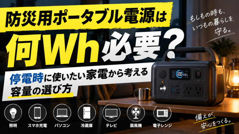 防災用ポータブル電源は何Wh必要？｜停電時に使いたい家電から考える容量の選び方