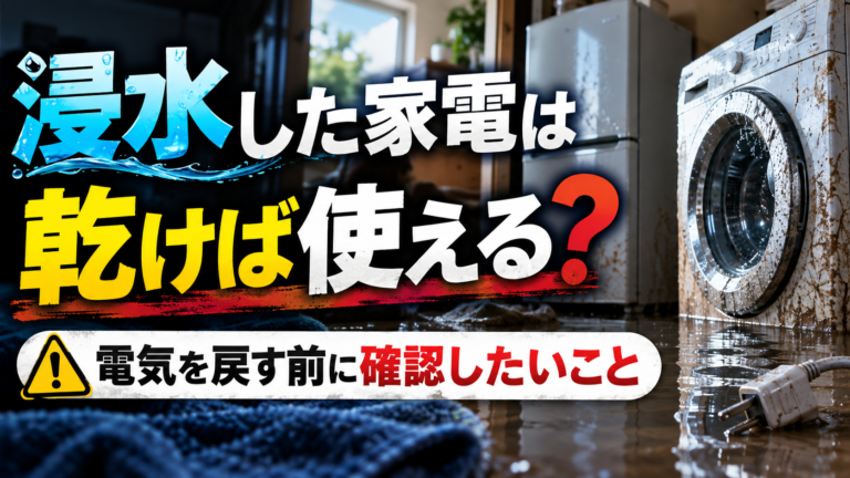 浸水した家電は乾けば使える？｜電気を戻す前に確認したいこと