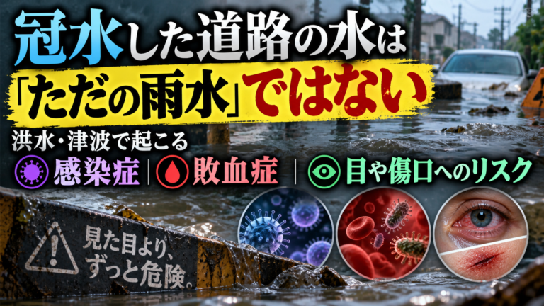 冠水した道路の水は「ただの雨水」ではない｜洪水・津波で起こる感染症、敗血症、目や傷口へのリスク
