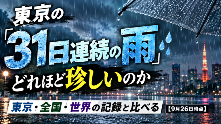 東京の「31日連続の雨」はどれほど珍しいのか｜東京・全国・世界の記録と比べる【9月26日時点】
