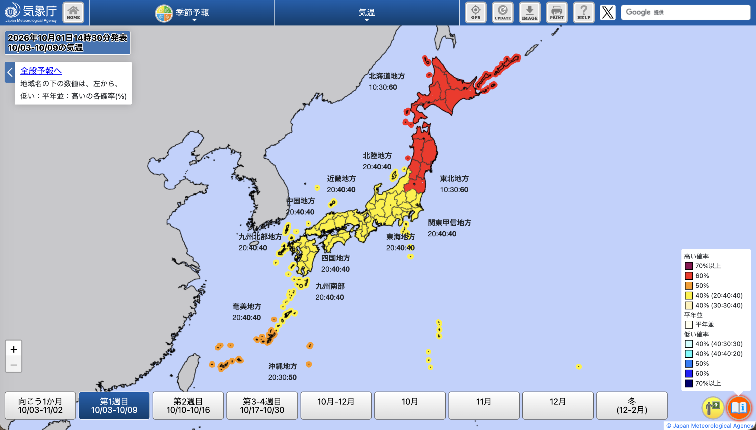 14 気象庁 1か月予報 気温 第1週 20261001