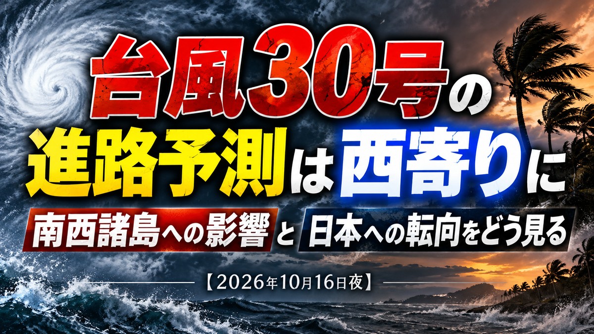 台風30号の進路予測は西寄りに。南西諸島への影響と日本への転向をどう見る。2026年10月16日夜